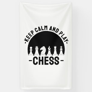 Schaken - Blijf Kalm En Schaken Spandoek