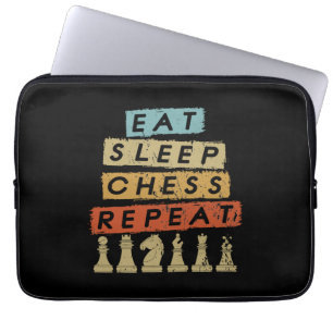 Schaken - Eet Slaap Schaken Herhaal Laptop Sleeve