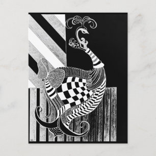 Schaken en Bow NIGHT pauw illustratie Briefkaart