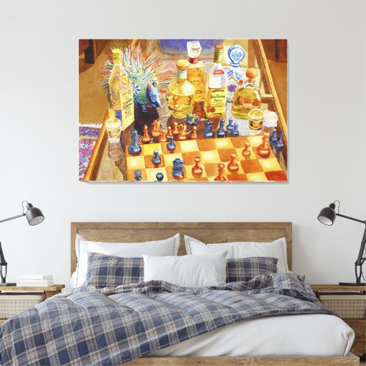 Schaken en Tequila Canvas Afdruk (Insitu (Slaapkamer))