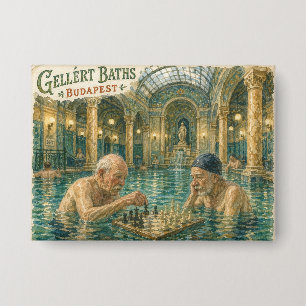 Schaken in de Gellert-baden Boedapest Hongarije Button