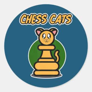 schaken met katten - mannen en vrouwen - schaakkat ronde sticker