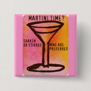 SCHAKEN OF STIRRED... MARTINI-AFDRUKKING VIERKANTE BUTTON 5,1 CM