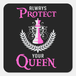 Schaken Queen Schaakbord Schaakmat Bordspel Gift Vierkante Sticker