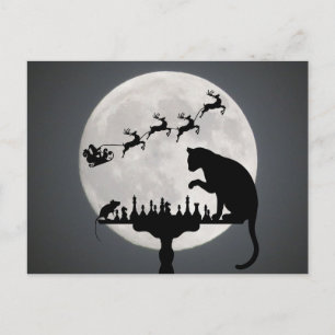 Schaken Volle Maan Kat Mouse Kerstmis Dank u Briefkaart