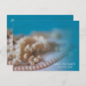 Schalen en parels Elegant geverfd sparen de datum Aankondigingskaart (Voorkant / Achterkant)