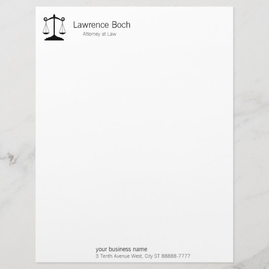 Schalen van het recht (wet) gepersonaliseerd briefhoofd (Voorkant)