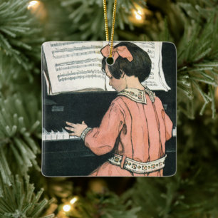 Schalen van Jessie Willcox Smith, Piano Music Girl Keramisch Ornament