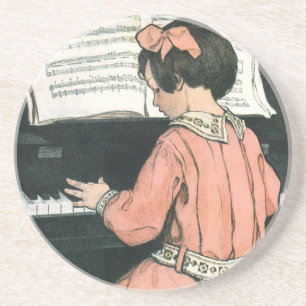 Schalen van Jessie Willcox Smith, Piano Music Girl Zandsteen Onderzetter