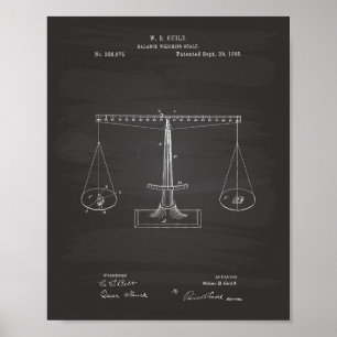 Schalen van justitie 1885 Patent Art - Chalkboard Poster