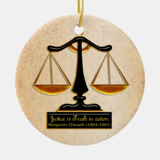 Schalen van rechtvaardigheid op perkament (geperso keramisch ornament (Voorkant)