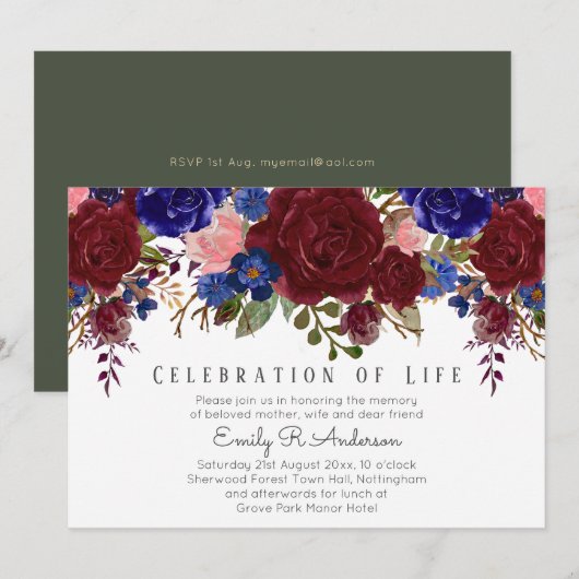 Schanteren van de CELEBRATIE van de begrafenis van Kaart (Voorkant / Achterkant)