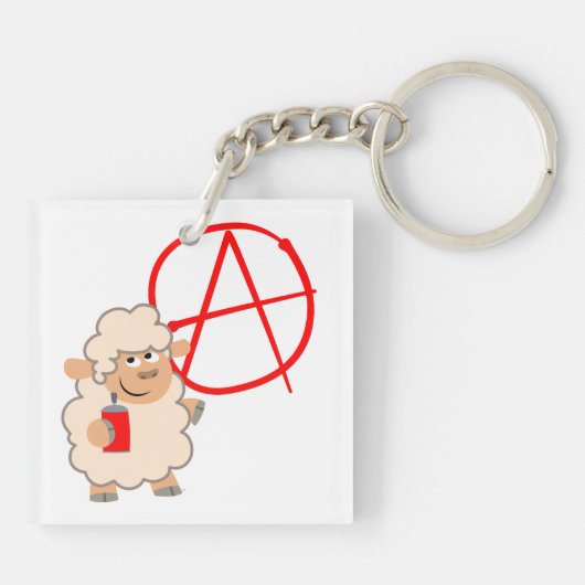 Schapel met rebellie Cartoon Acrylische Sleutelhan Sleutelhanger (Achterkant)
