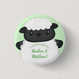 Schapen Baby shower Boerderij Ronde Button 3,2 Cm