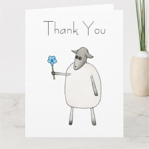 Schapen die een bloem geven, dank u. bedankkaart