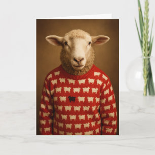 Schapen die een zwarte schapentrui dragen warme we feestdagen kaart