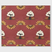 Schapen en bloemen cadeaupapier (Vlak)