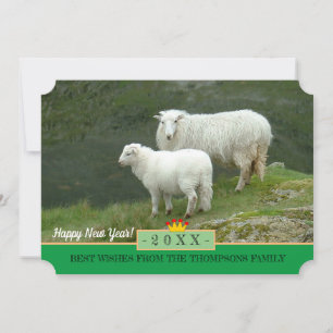 Schapen en gelukkig nieuwjaar! Kaart/landbouwers Feestdagenkaart
