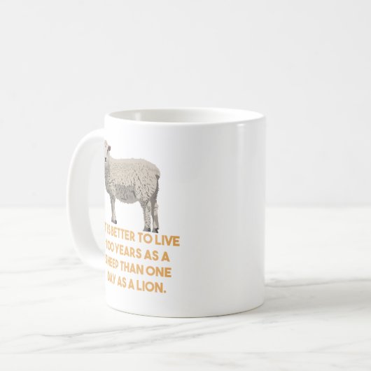 Schapen- en leeuwenkwartaal koffiemok (Voorkant links)