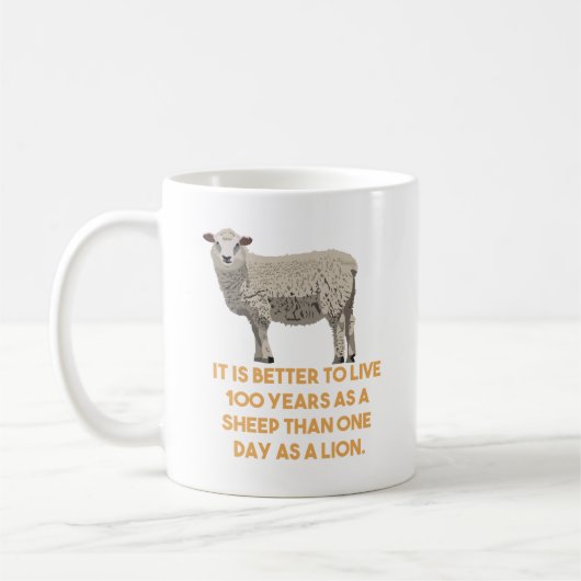 Schapen- en leeuwenkwartaal koffiemok (Links)