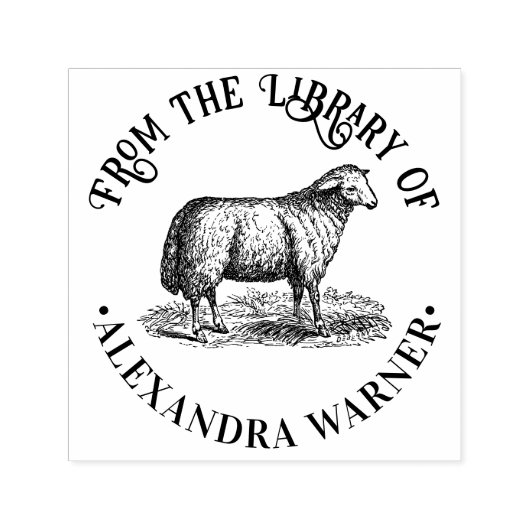 Schapen Ewe Boerderijdieren Bibliotheek Boeknaam Zelfinktende Stempel (Design)