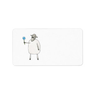 Schapen geven een ventilator. etiket
