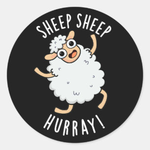 Schapen Hoera Funny Animal Pun Dark BG Ronde Sticker