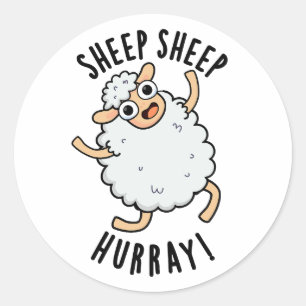 Schapen Hoera Funny Animal Pun Ronde Sticker