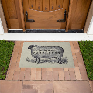 Schapen illustratie Boerderij Stijl Custom Welkom Deurmat
