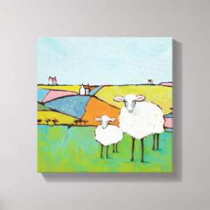 Schapen in de Meadow Canvas Afdruk
