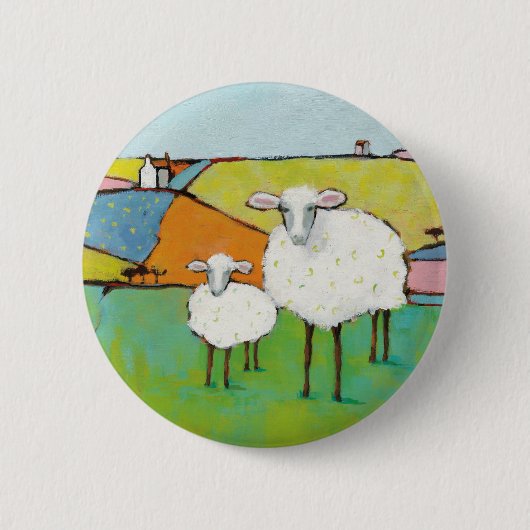 Schapen in de Meadow Ronde Button 5,7 Cm (Voorkant)
