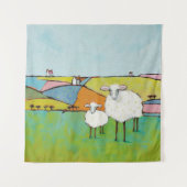 Schapen in de Meadow Wandkleed (Voorkant (horizontaal))