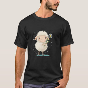 Schapen in de weide met een paardenbloem voor jong t-shirt