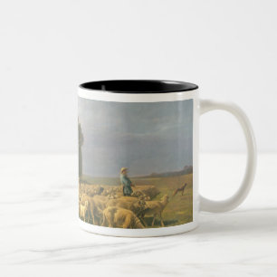 Schapen in een landschap tweekleurige koffiemok
