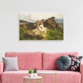 Schapen in een weide (door August Friedrich Schenc Canvas Afdruk (Insitu (Woonkamer))