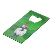 Schapen in Santa Hat op groen Kredietkaart Flessenopener (Voorkant Gekanteld)