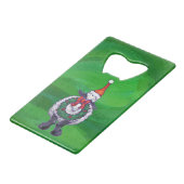 Schapen in Santa Hat op groen Kredietkaart Flessenopener (Achterkant Gekanteld)
