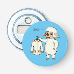 Schapen met een jasje cartoon button flesopener