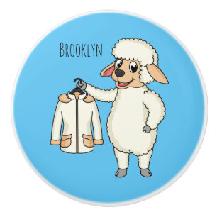 Schapen met een jasje cartoon keramische knop