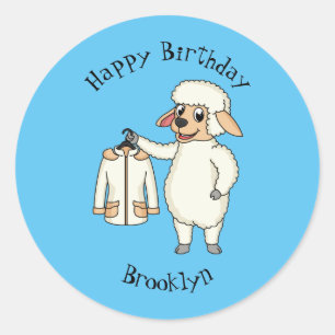 Schapen met een jasje cartoon ronde sticker