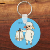 Schapen met een jasje cartoon sleutelhanger (Voorkant)