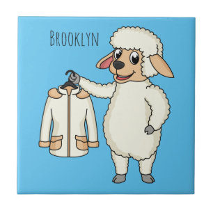 Schapen met een jasje cartoon tegeltje