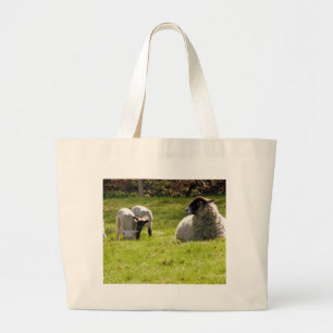 Schapen met lentlammeren grote tote bag