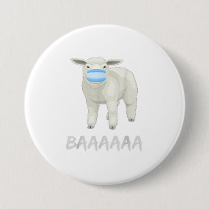 Schapen met masker TShirt Ronde Button 7,6 Cm