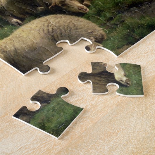 Schapen met schapen in een landschap legpuzzel (Zijkant)