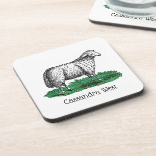 schapen Ooien landbouwhuisdieren Tekening C Bier Onderzetter