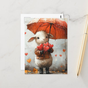 Schapen op een regenachtige dag briefkaart
