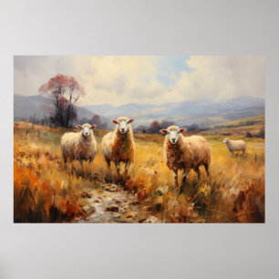 Schapen op Meadow Fine Art Poster