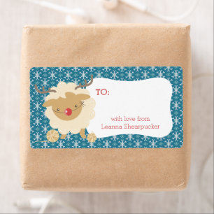 Schapen rendieren gewei breien haakwerk Kerstmis Etiket