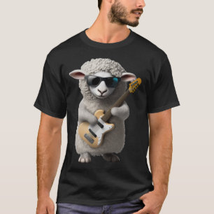 Schapen spelen elektrische gitaar dierlijke schape t-shirt